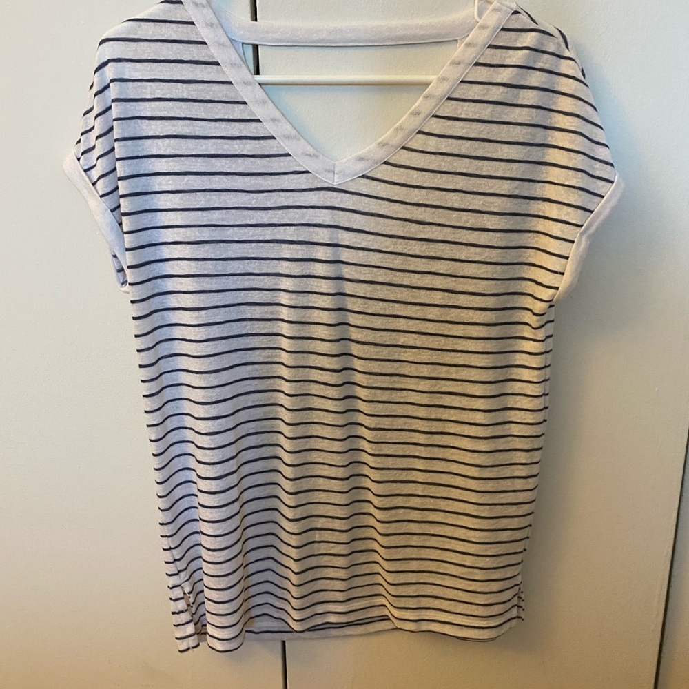 Gray and white striped shirt